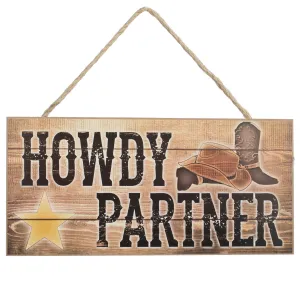 12" Wooden Sign: Howdy Partner
