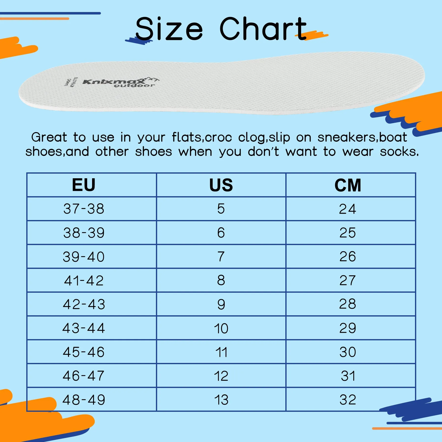 3 Pairs Men's Wide Fit Insole Garden Shoes Inserts for Crocs Clogs Sneakers Sandals Boots