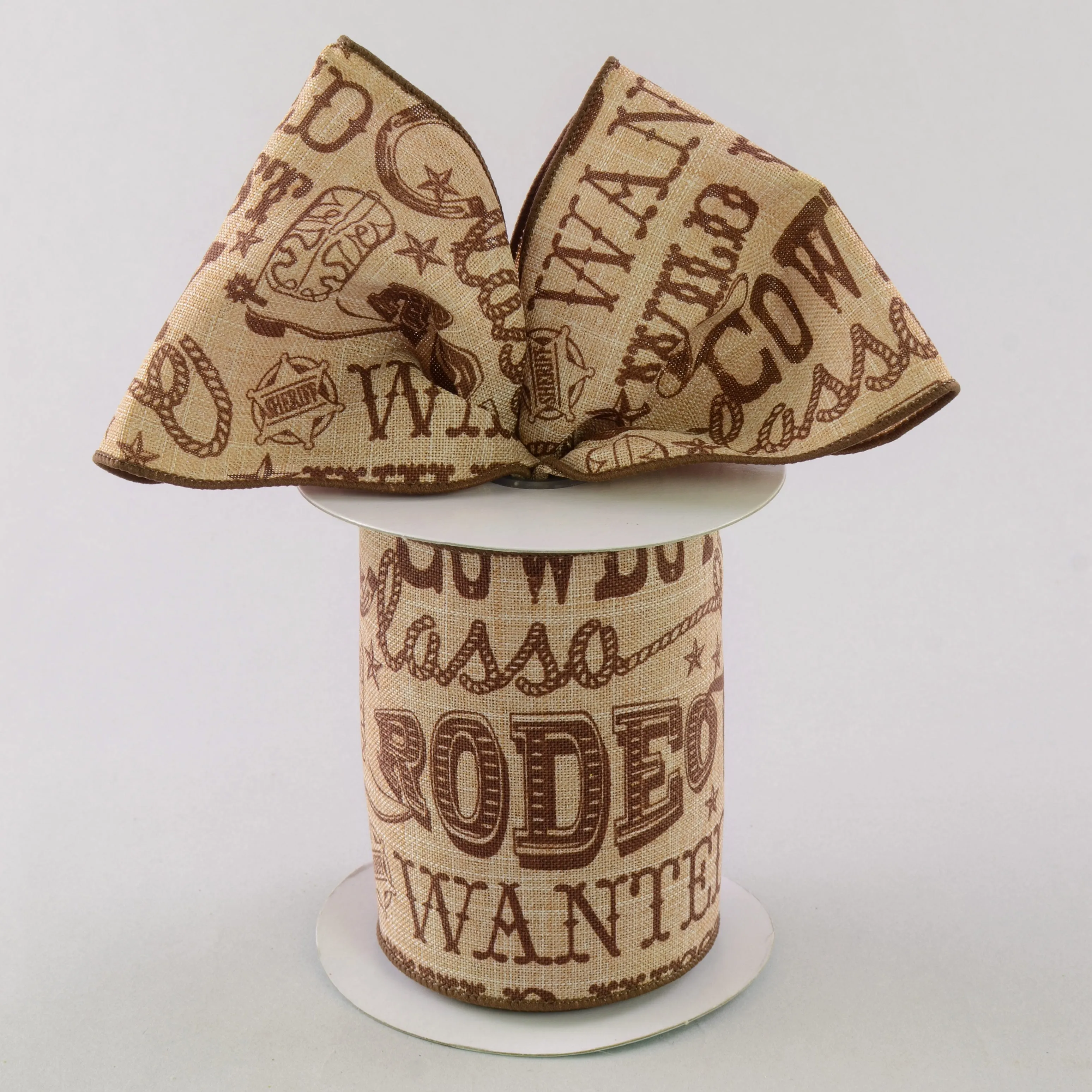 4" Tan Canvas Cowboy Western Ribbon: Brown (10 Yards)