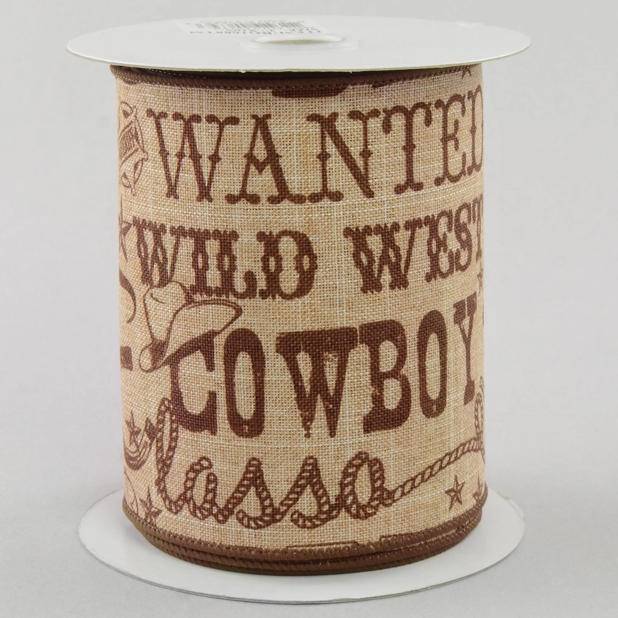 4" Tan Canvas Cowboy Western Ribbon: Brown (10 Yards)