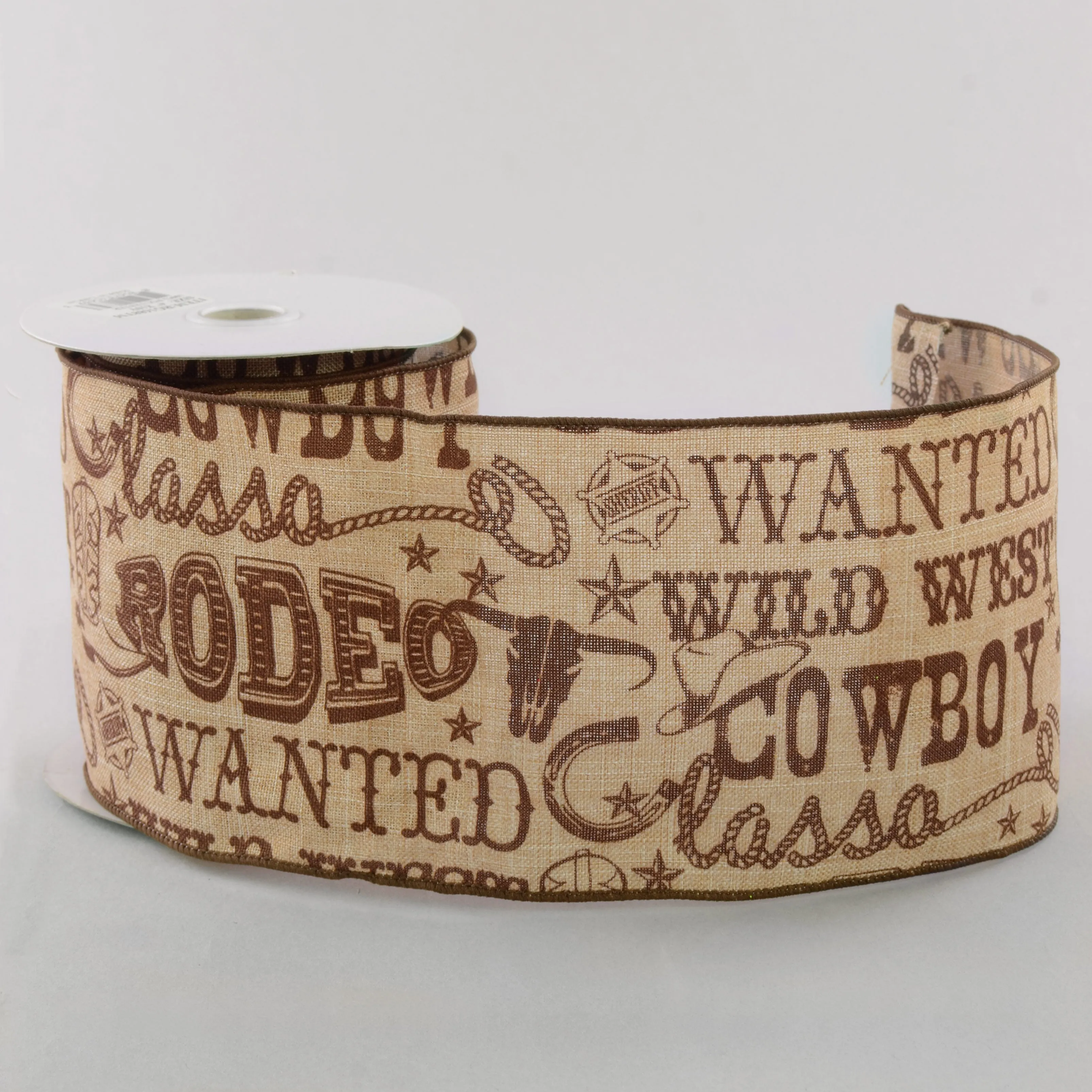 4" Tan Canvas Cowboy Western Ribbon: Brown (10 Yards)