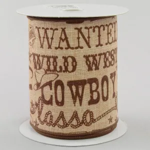 4" Tan Canvas Cowboy Western Ribbon: Brown (10 Yards)
