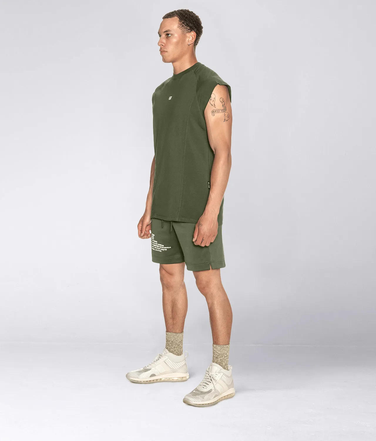 950 . Viscose Regular-Fit Shoulder Drop T-Shirt - Military Green