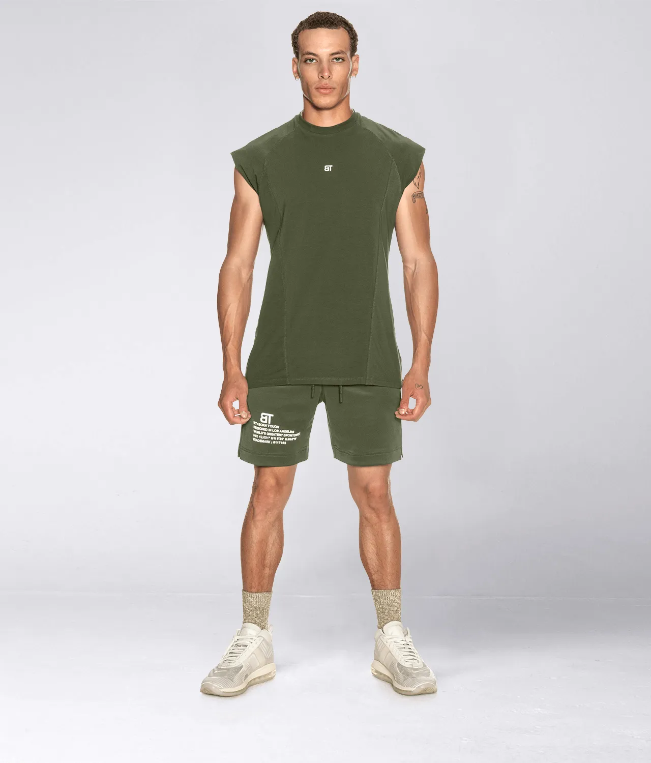 950 . Viscose Regular-Fit Shoulder Drop T-Shirt - Military Green