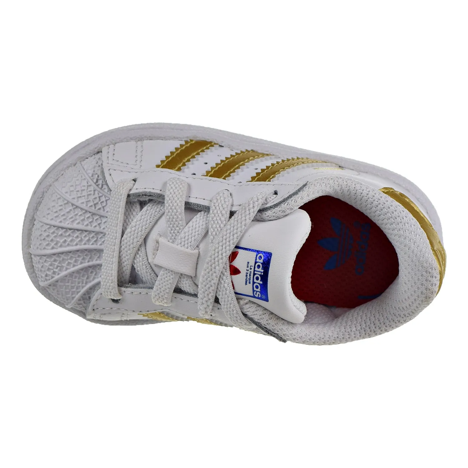 Adidas Superstar Toddler Shoes White-Metallic Gold-Blue-Scarlet