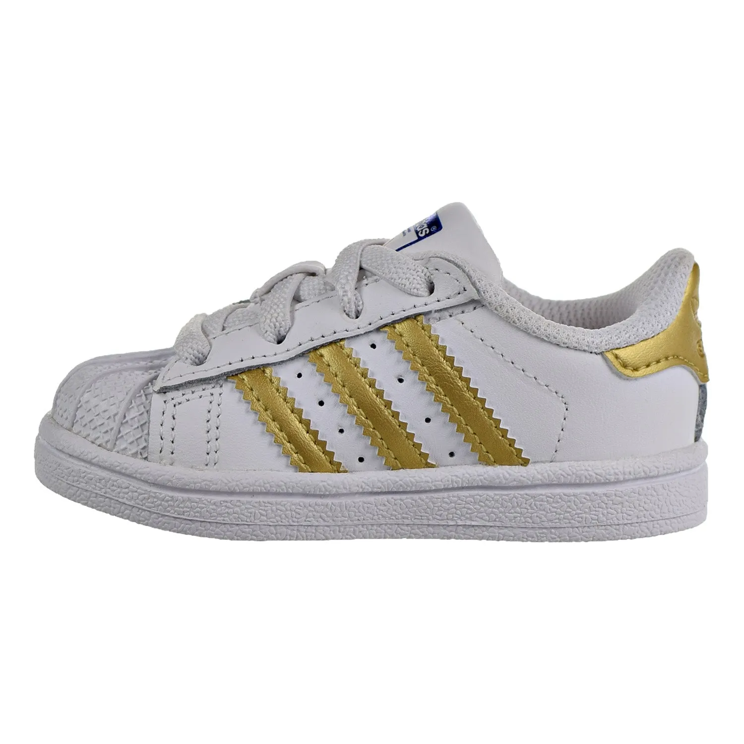 Adidas Superstar Toddler Shoes White-Metallic Gold-Blue-Scarlet