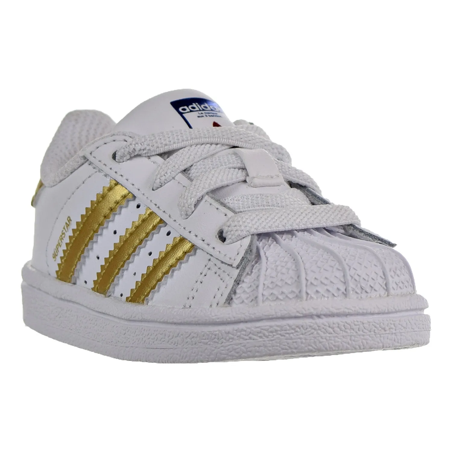 Adidas Superstar Toddler Shoes White-Metallic Gold-Blue-Scarlet
