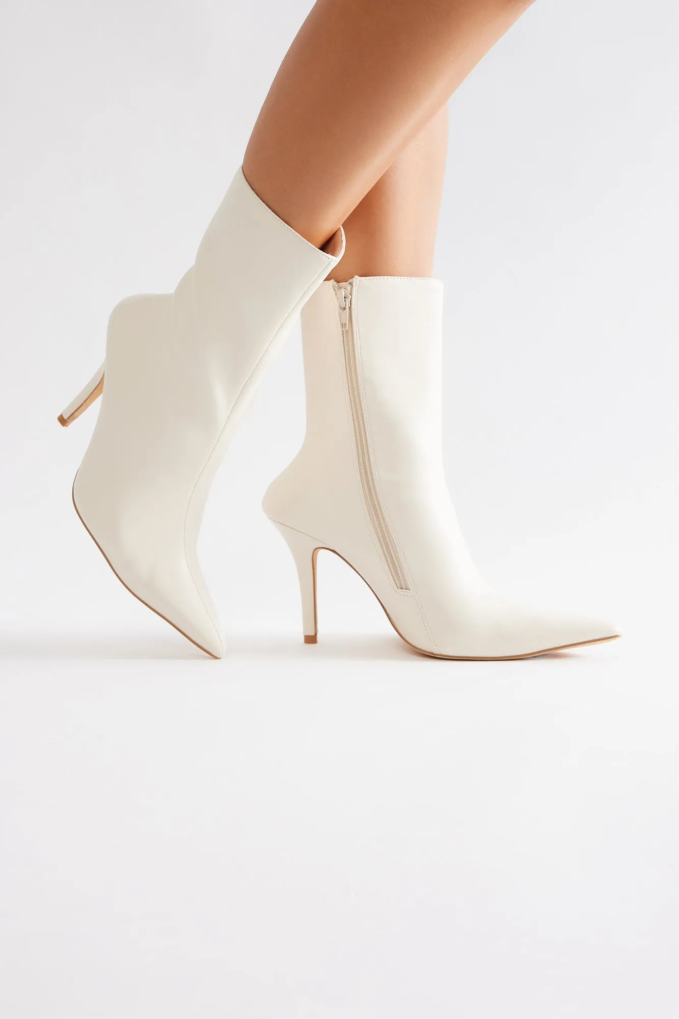 Angelina Heeled Booties - Ivory