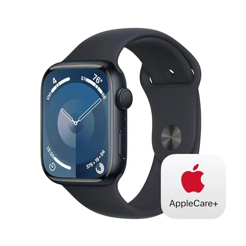 Apple Watch Series 9 GPS 45mm Midnight Aluminum Case with Midnight Sport Band - M/L with AppleCare  (2 Years)