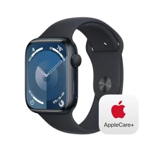 Apple Watch Series 9 GPS 45mm Midnight Aluminum Case with Midnight Sport Band - M/L with AppleCare  (2 Years)