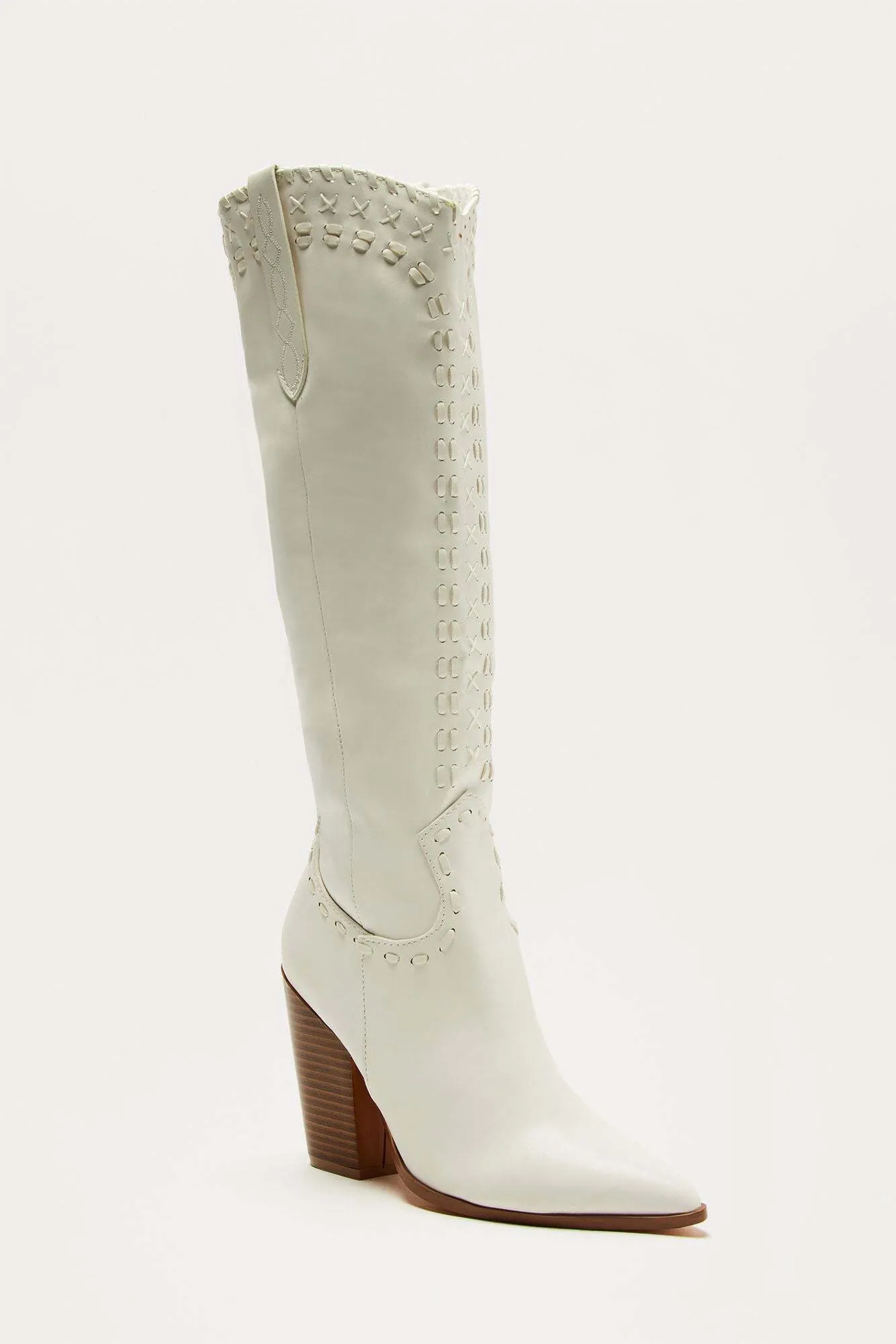 Austin Knee High Cowboy Boots - White