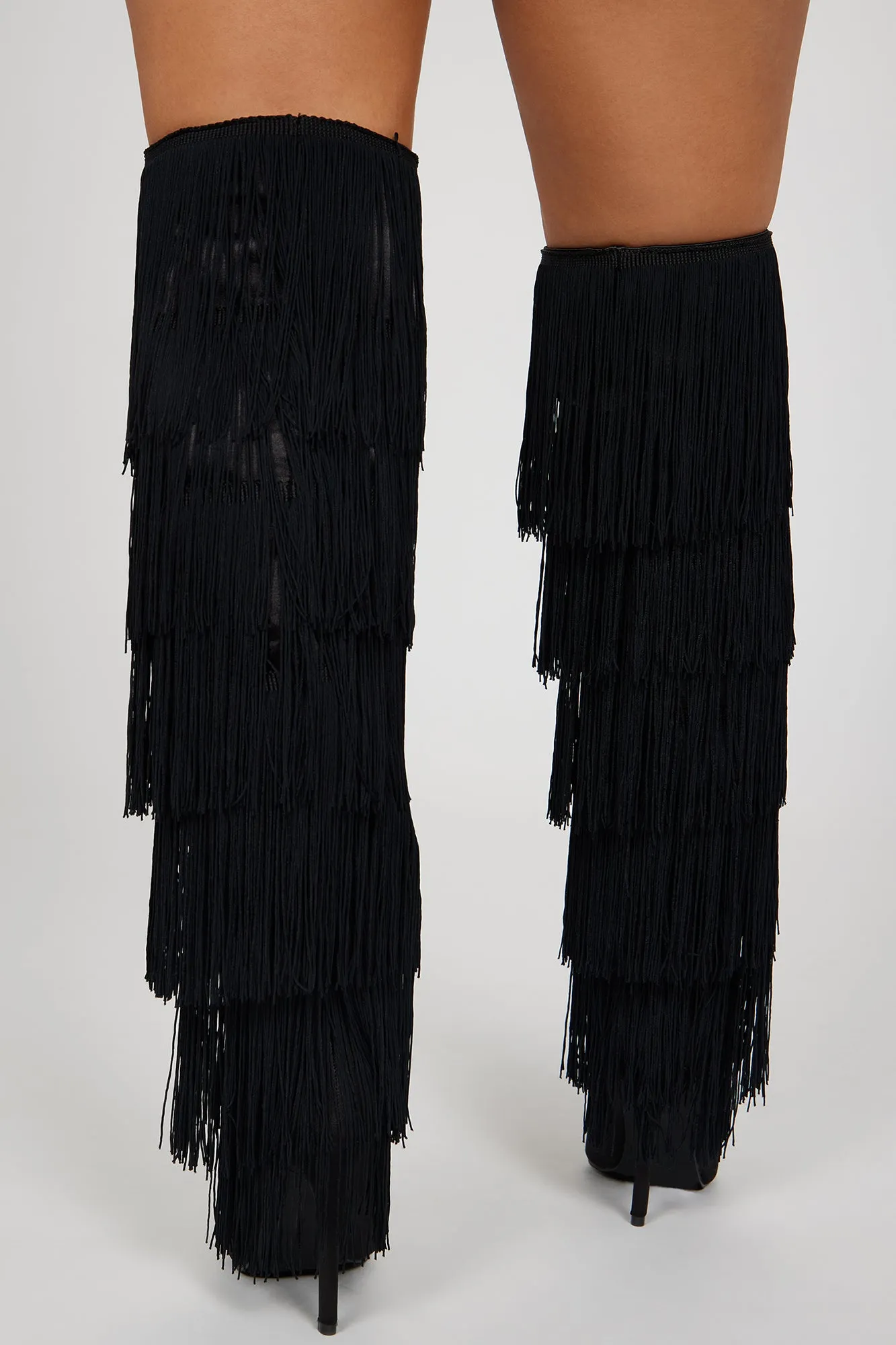 Baddies Only Knee High Heeled Boots - Black