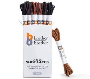 BB BROTHER BROTHER (7 Pairs) Colored Oxford Dress Shoe Laces | Shoe Strings 30’’ (76 cm) Black, Brown, Dark Brown, Tan