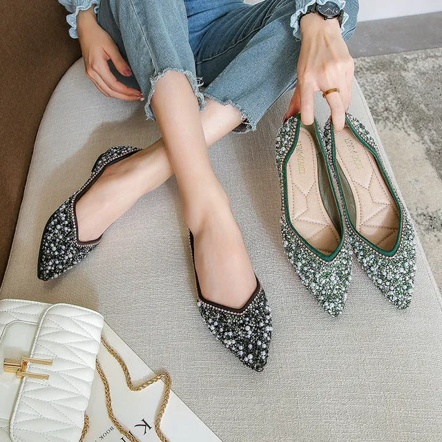 Belifi Rhinestone Flat Bling Diamonds Bridal Shoes