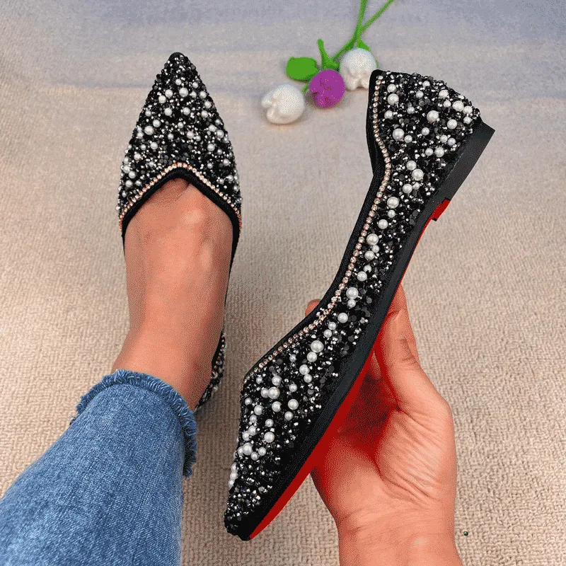 Belifi Rhinestone Flat Bling Diamonds Bridal Shoes