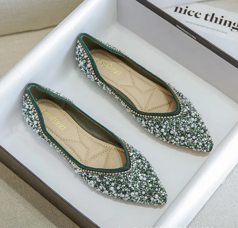 Belifi Rhinestone Flat Bling Diamonds Bridal Shoes