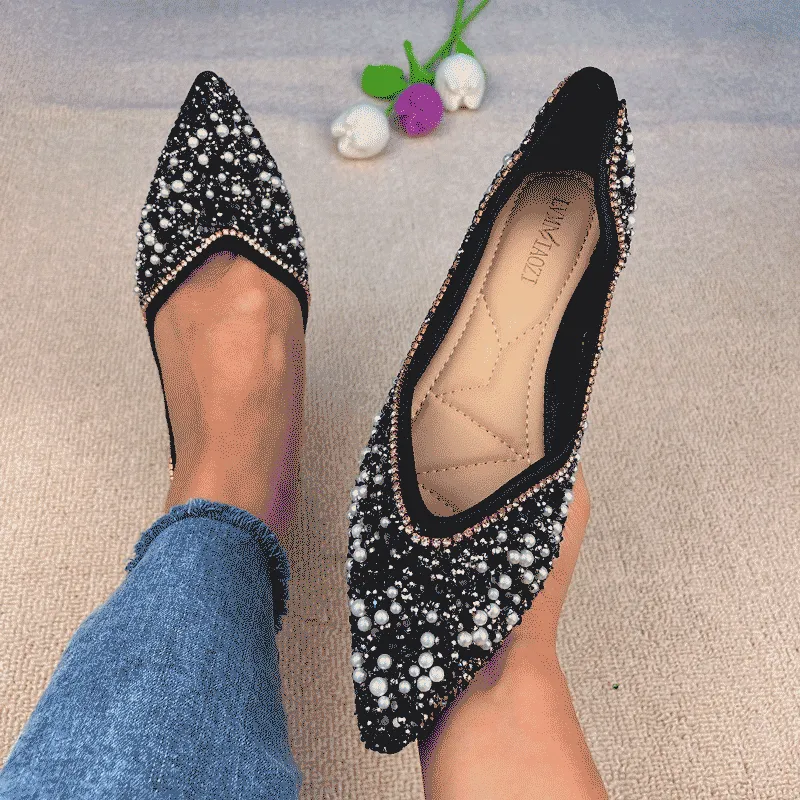Belifi Rhinestone Flat Bling Diamonds Bridal Shoes