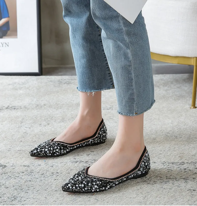 Belifi Rhinestone Flat Bling Diamonds Bridal Shoes