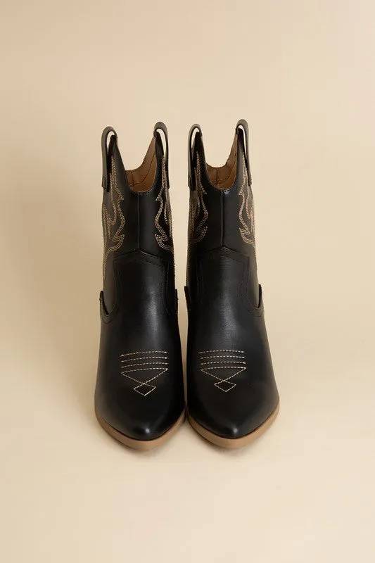 BLAZING - Western Ankle Heeled Booties