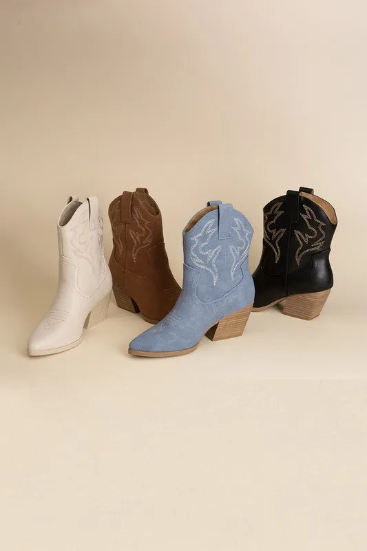 BLAZING - Western Ankle Heeled Booties
