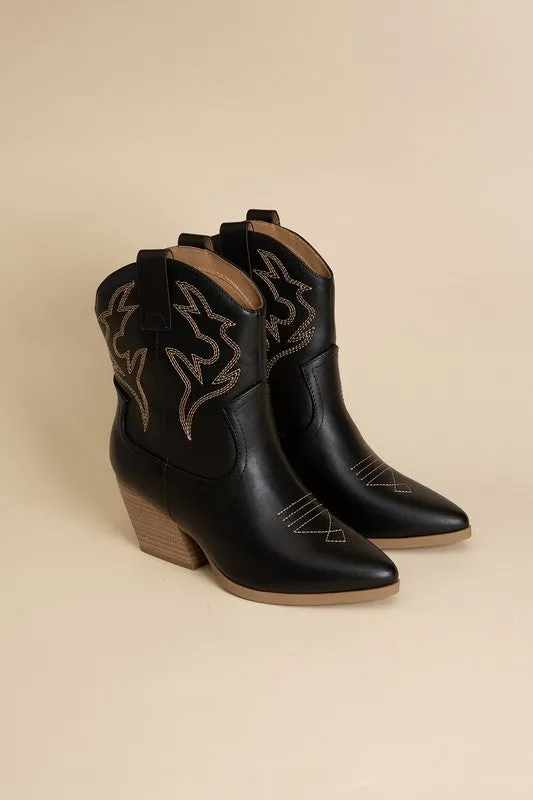BLAZING - Western Ankle Heeled Booties