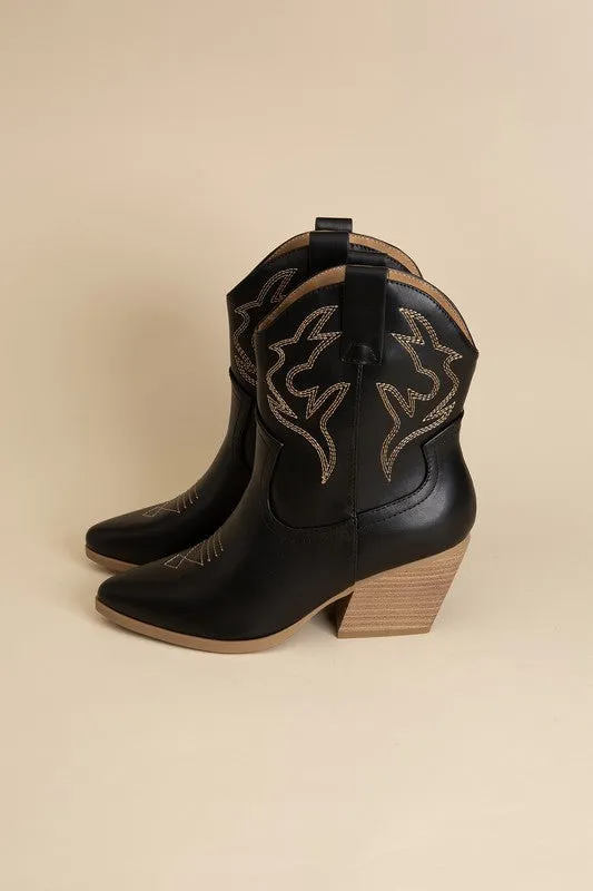 BLAZING - Western Ankle Heeled Booties