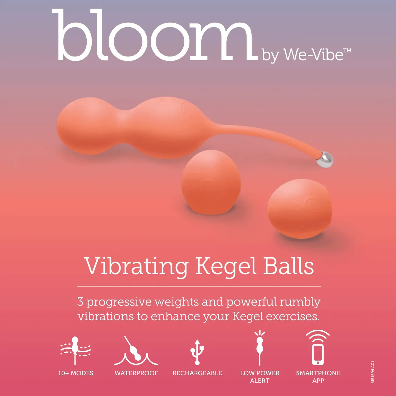 Bloom by We-Vibe Vibrating Kegel Balls - Coral