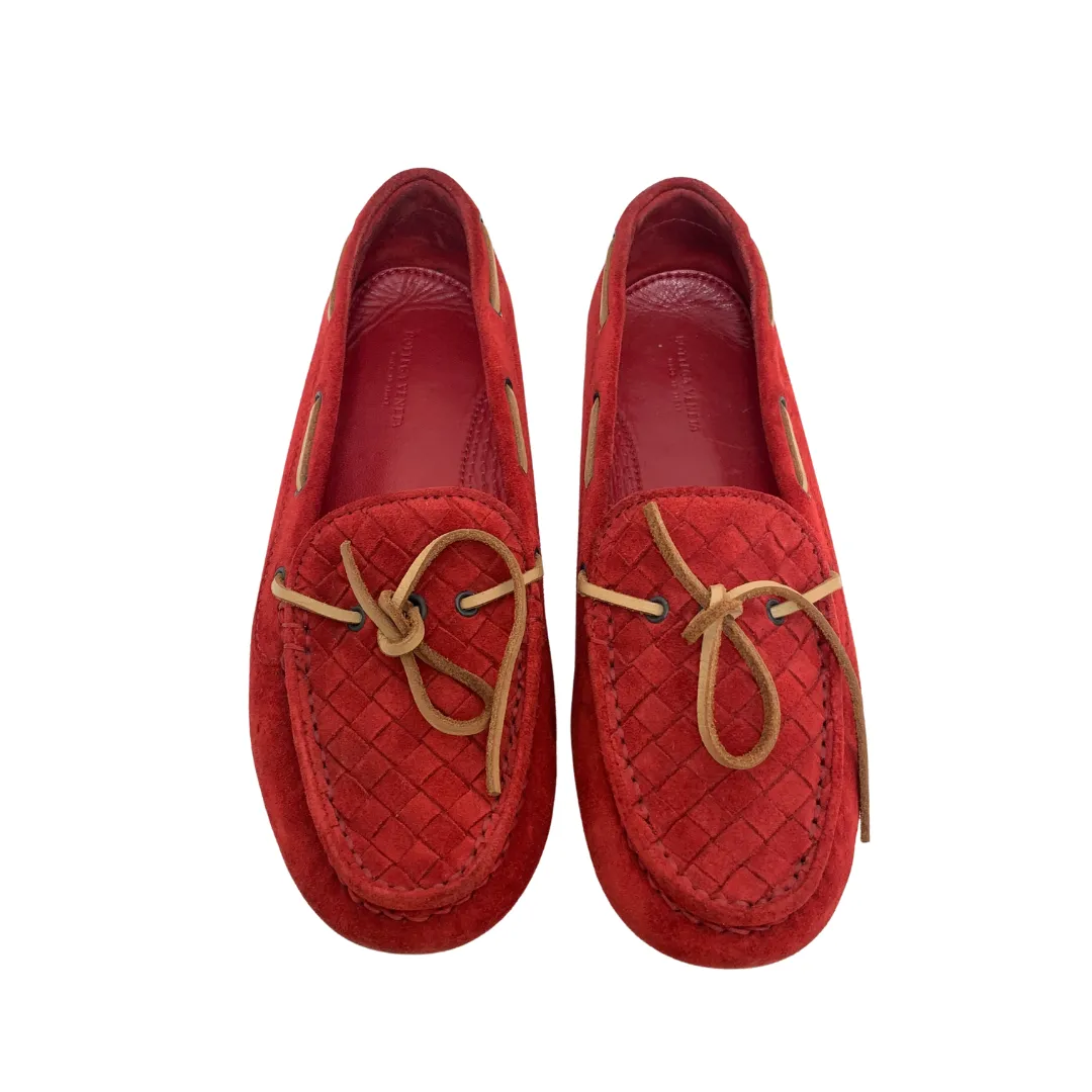 Bottega Veneta Red Driving Loafers | Pre Loved |