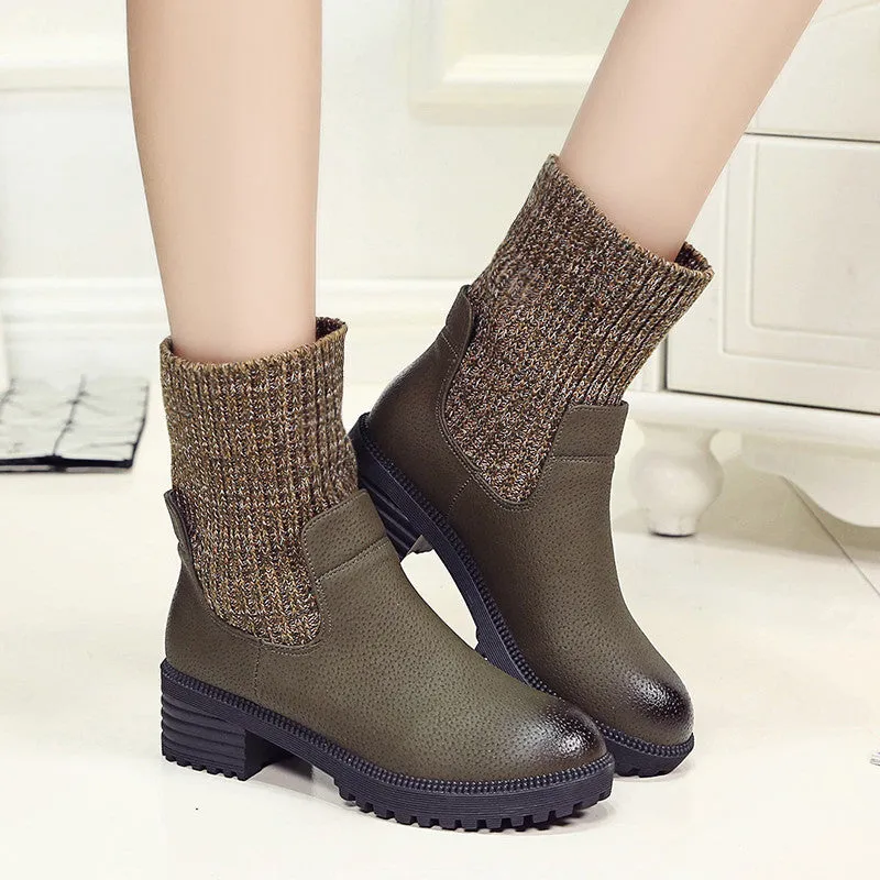 British Brush Color Leather Wool Martin Boots