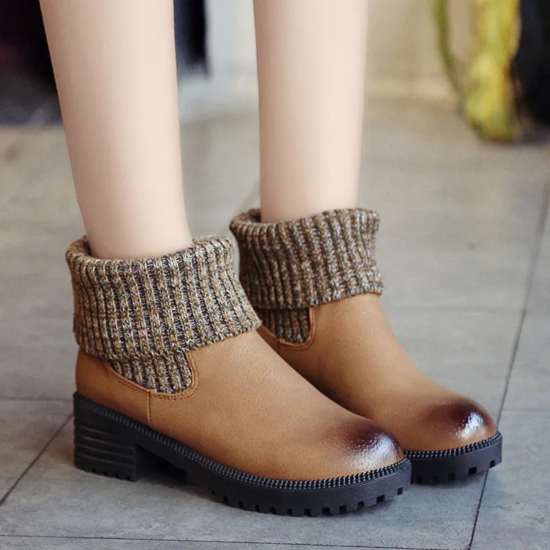 British Brush Color Leather Wool Martin Boots