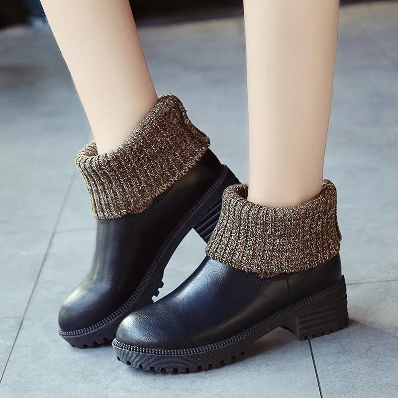 British Brush Color Leather Wool Martin Boots