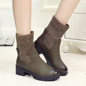 British Brush Color Leather Wool Martin Boots