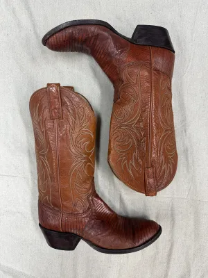 Brown Gold Toe Cap Cowboy Boots