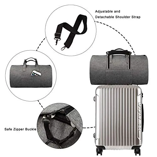 BUG Garment Bags, Convertible Garment Bag with Shoulder Strap, Shoes Compartment, Carry on Travel Suit Bags, 2 in 1 Garment Duffle Bag for Men Women Weekender Bag