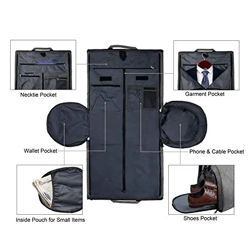 BUG Garment Bags, Convertible Garment Bag with Shoulder Strap, Shoes Compartment, Carry on Travel Suit Bags, 2 in 1 Garment Duffle Bag for Men Women Weekender Bag