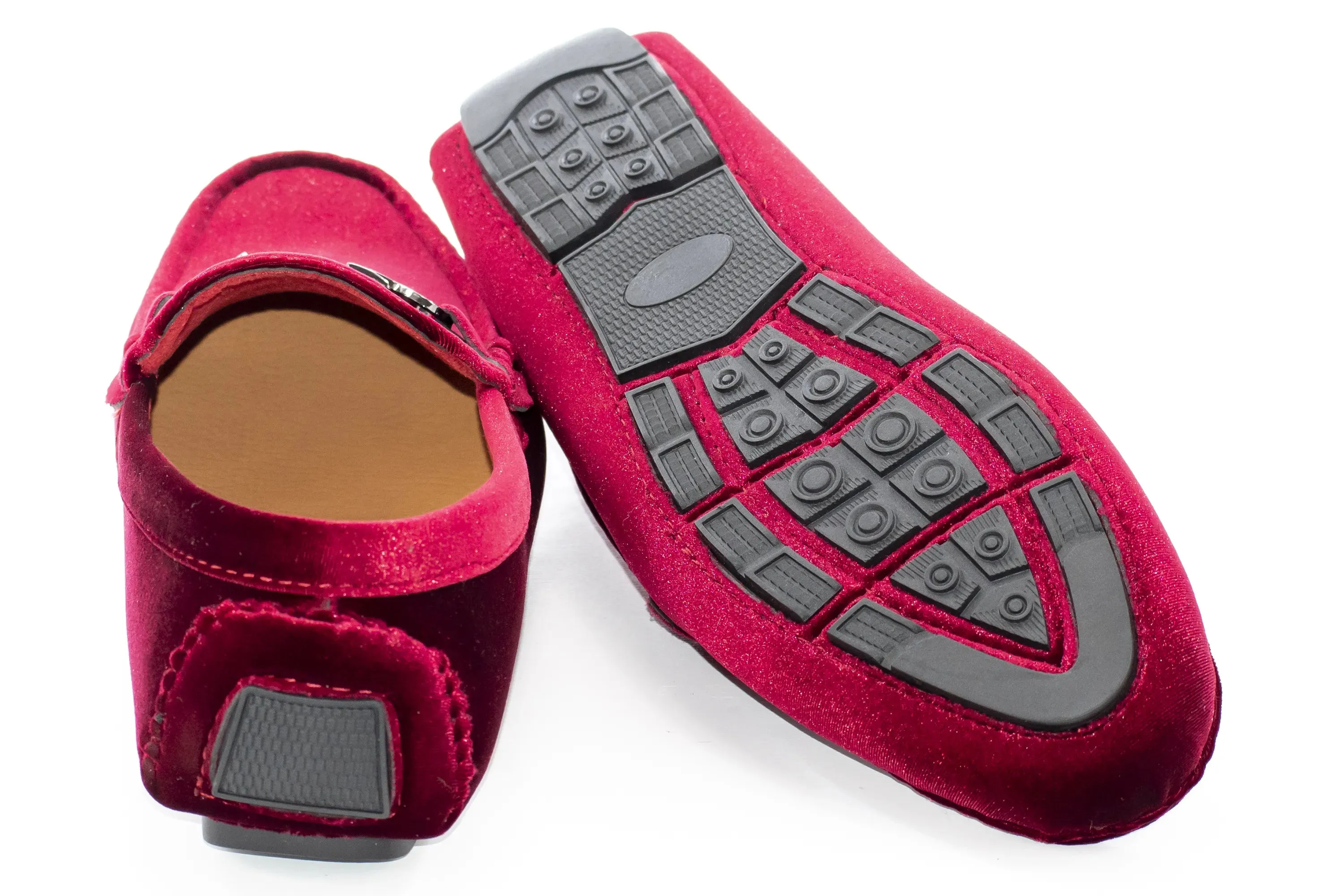 Burgundy Velvet Metal Clasp Driver Loafer