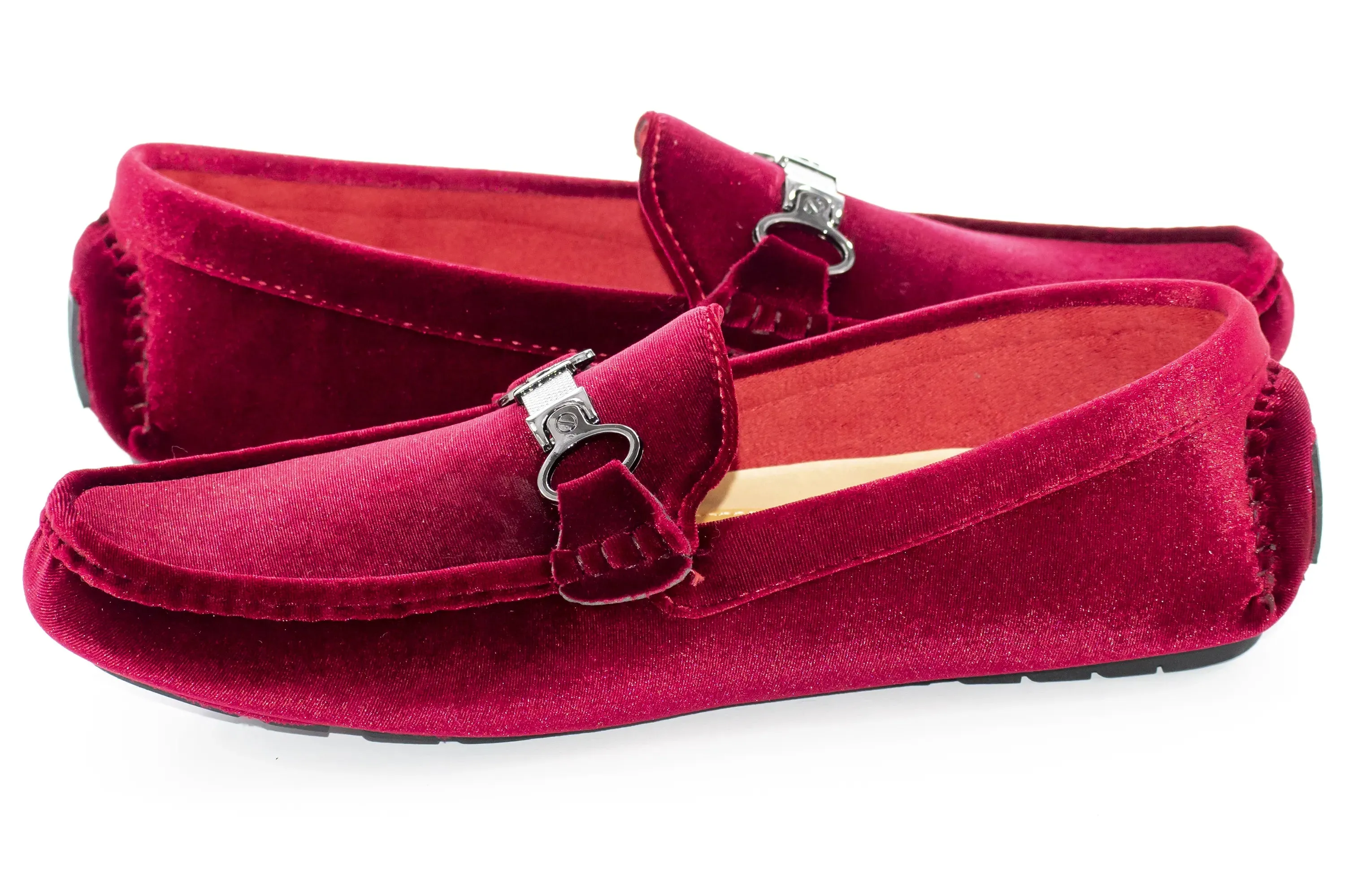 Burgundy Velvet Metal Clasp Driver Loafer