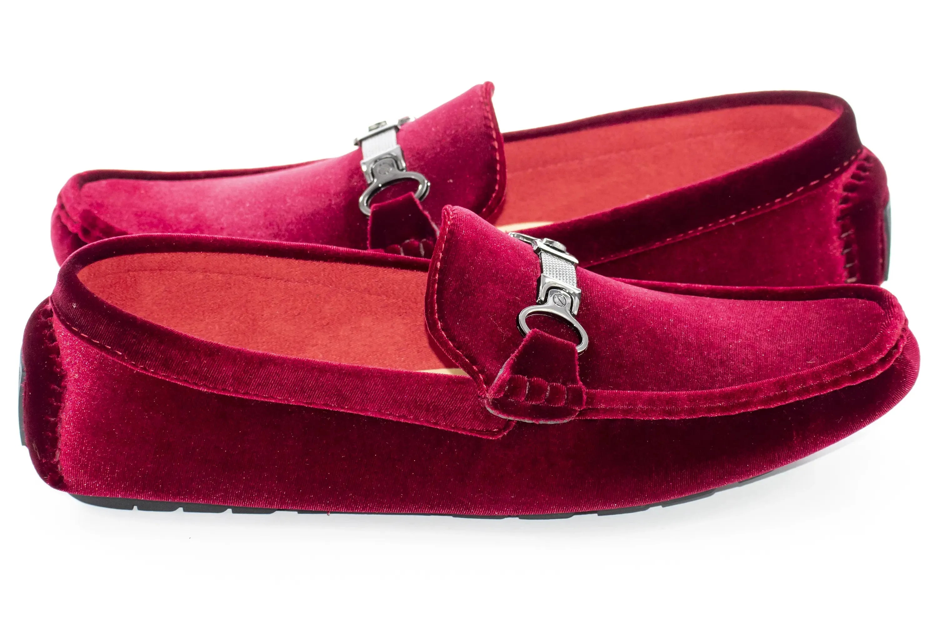 Burgundy Velvet Metal Clasp Driver Loafer