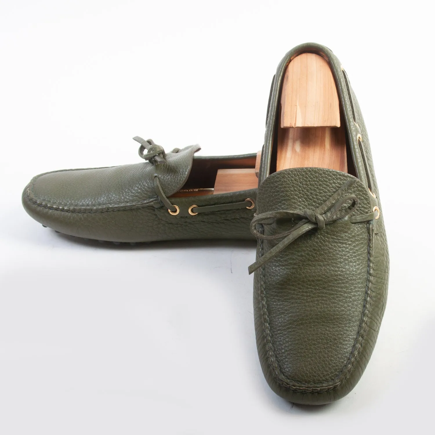 Car Shoe Green Leather Driving Shoes
