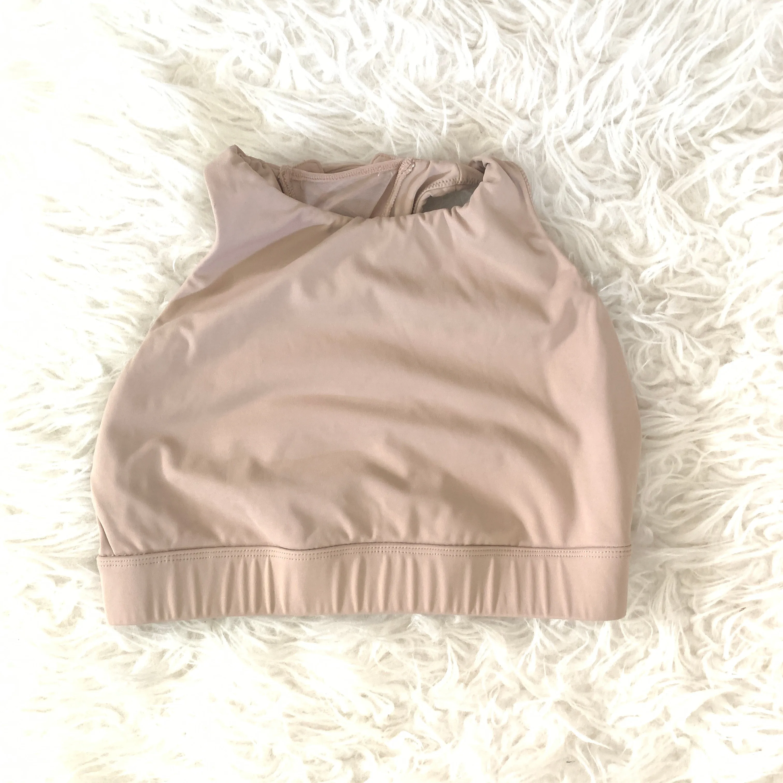 Carbon38 Nude Lace Back High Neck Sports Bra- Size S (see notes!)