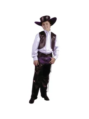 Child's Black Cowboy Leather Chaps & Vest Costume