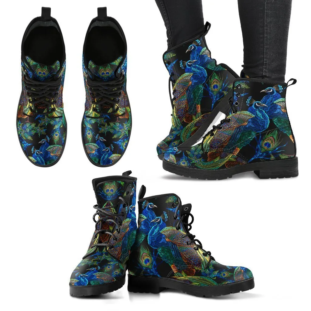 Combat Boots - Peacock | Boho Shoes, Vegan Leather Lace Up Boots Women, 90s Boots, 2000s Boots