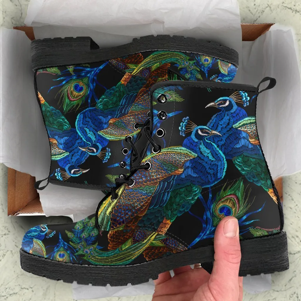 Combat Boots - Peacock | Boho Shoes, Vegan Leather Lace Up Boots Women, 90s Boots, 2000s Boots