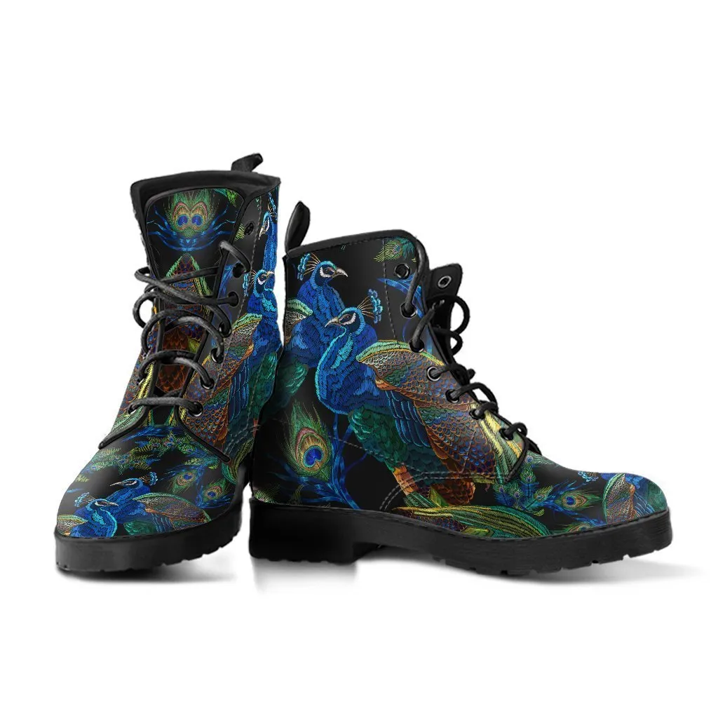 Combat Boots - Peacock | Boho Shoes, Vegan Leather Lace Up Boots Women, 90s Boots, 2000s Boots