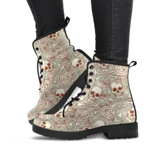 Combat Boots - Skulls & Roses | Boho Shoes, Goth Boots, Gothic Boots, Pirate Boots, 90s Boots