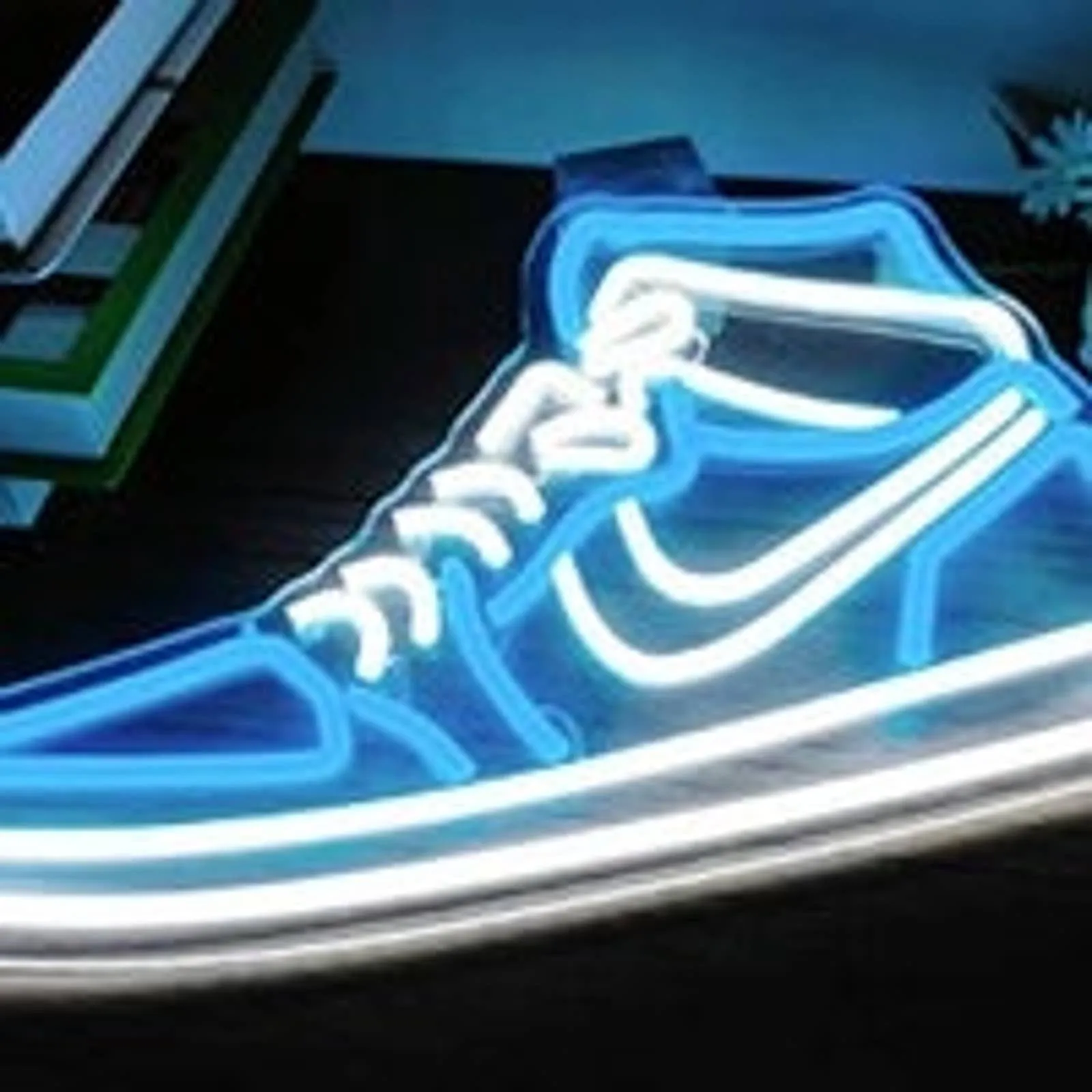 Cool Vivid Bright Blue Nike High Top Basketball Sneakers LED Night Light Shoe De