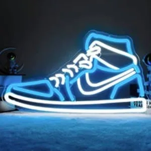 Cool Vivid Bright Blue Nike High Top Basketball Sneakers LED Night Light Shoe De