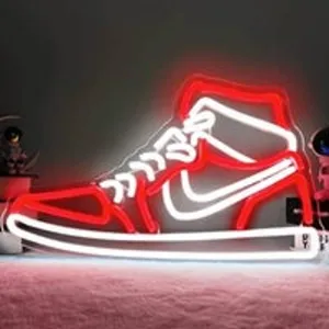 Cool Vivid Bright Red Nike High Top Basketball Sneakers LED Night Light Shoe Dec