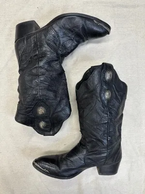 Crinkle Black Concho Cowboy Boot’s