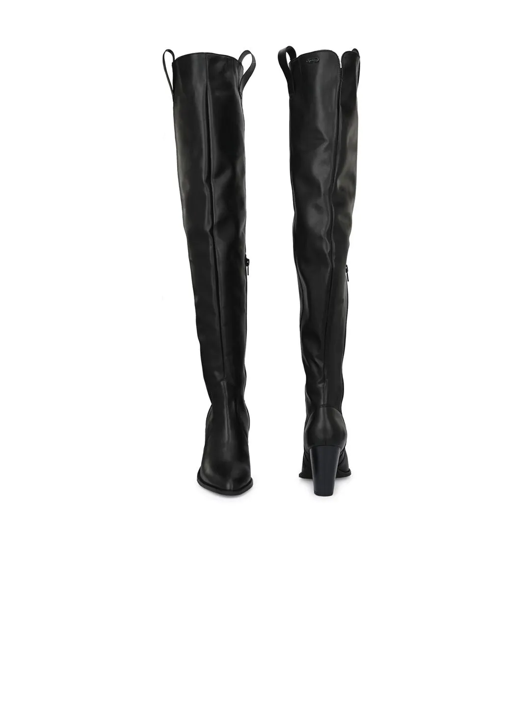 Delize Black High-Top Block Heeled Boots